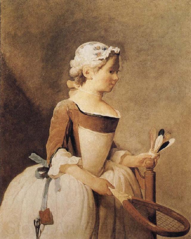 Jean Baptiste Simeon Chardin Girl with a Racquer and Shuttlecock Germany oil painting art